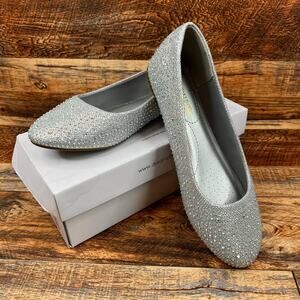 Dream Pairs Sole Shine Silver Rhinestone Glitter Flat Pumps Womens 9 Formal Shoe